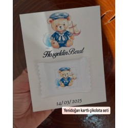 Yenidoğan Kartlı Çikolatalı Süslemeli Set 50 Adet Erkek Bebek için Yenidoğan Kartlı Çikolatalı Süslemeli Set 50 Adet Erkek Bebek için