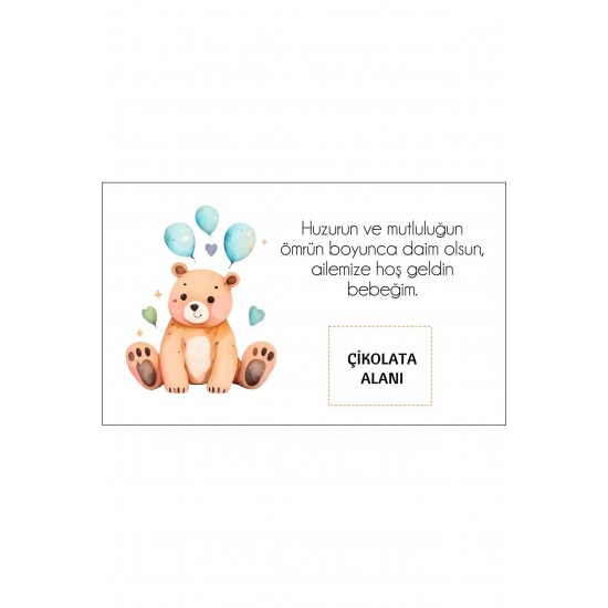 Kişiye Özel Doğum Günü Kahve Kartı Ayıcıklı 9x15 cm 50 Adet Kişiye Özel Doğum Günü Kahve Kartı Ayıcıklı 9x15 cm 50 Adet