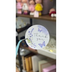 Thank You Yazılı Mor Çiçekli Hediye Paketi Süsleme Etiketi 4x4 Cm 24 Adet- Butiksosyetik Thank You Yazılı Mor Çiçekli Hediye Paketi Süsleme Etiketi 4x4 Cm 24 Adet- Butiksosyetik