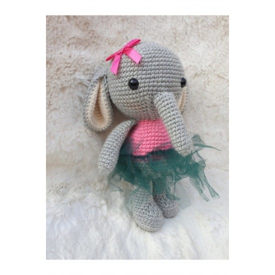 Gri Elbiseli Amigurumi  Fil 24 cm Gri Elbiseli Amigurumi  Fil 24 cm