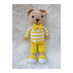 Sarı Amigurumi Fiyonklu Ayıcık Oyuncak Sarı Amigurumi Fiyonklu Ayıcık Oyuncak