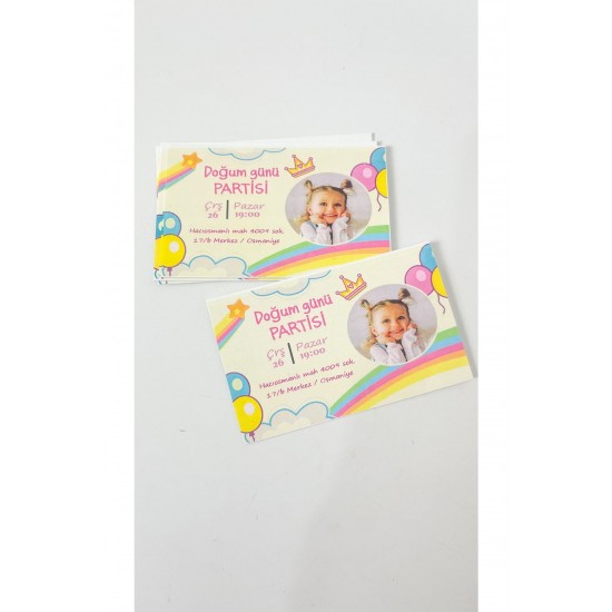 Doğum Günü Kartı Kız Çocuk Için 5x8 Cm 50 Adet Doğum Günü Kartı Kız Çocuk Için 5x8 Cm 50 Adet