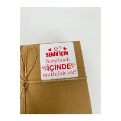 Senin Için Hazırlandı Içinde Mutluluk Var Kalpli Kırmızı 6x6 Cm Yapışkanlı Etiket 100 Adet Senin Için Hazırlandı Içinde Mutluluk Var Kalpli Kırmızı 6x6 Cm Yapışkanlı Etiket 100 Adet