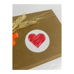 Kalp Çizim Yuvarlak Yapışkanlı Etiket 5x5 cm 100 adet Kalp Çizim Yuvarlak Yapışkanlı Etiket 5x5 cm 100 adet